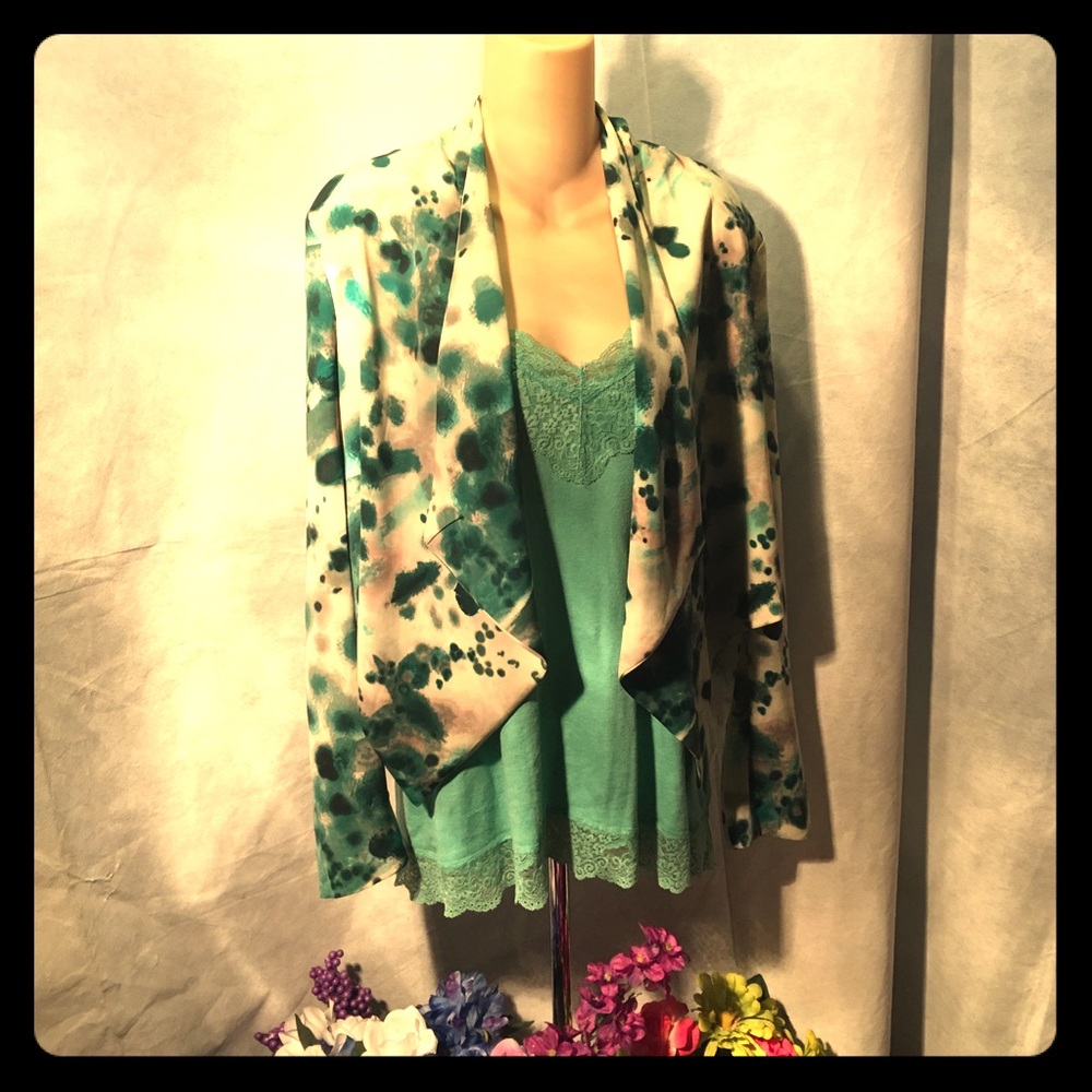 Teal & White Pro Attire Office Cover-Up